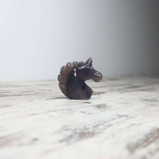 Druzy Agate Unicorn Carving | Cleansing, Intuition & Gentle Protection