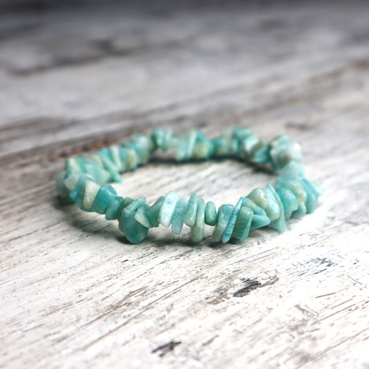Amazonite Crystal Chip Bracelet | Courage, Calm & Truth