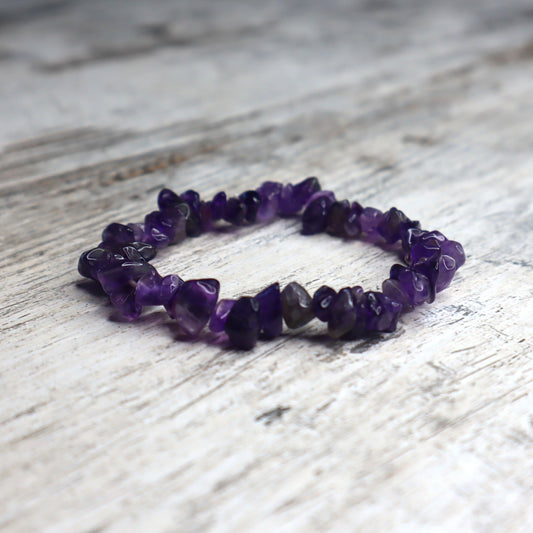 Amethyst Crystal Chip Bracelet | Calm, Intuition & Protection