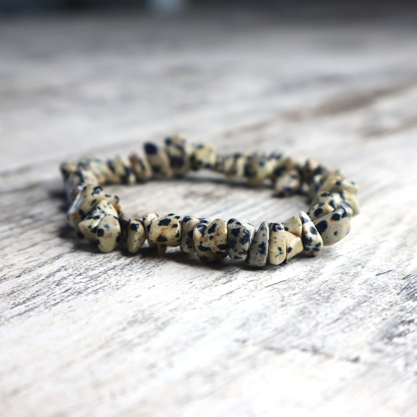 Dalmatian Jasper Crystal Chip Bracelet