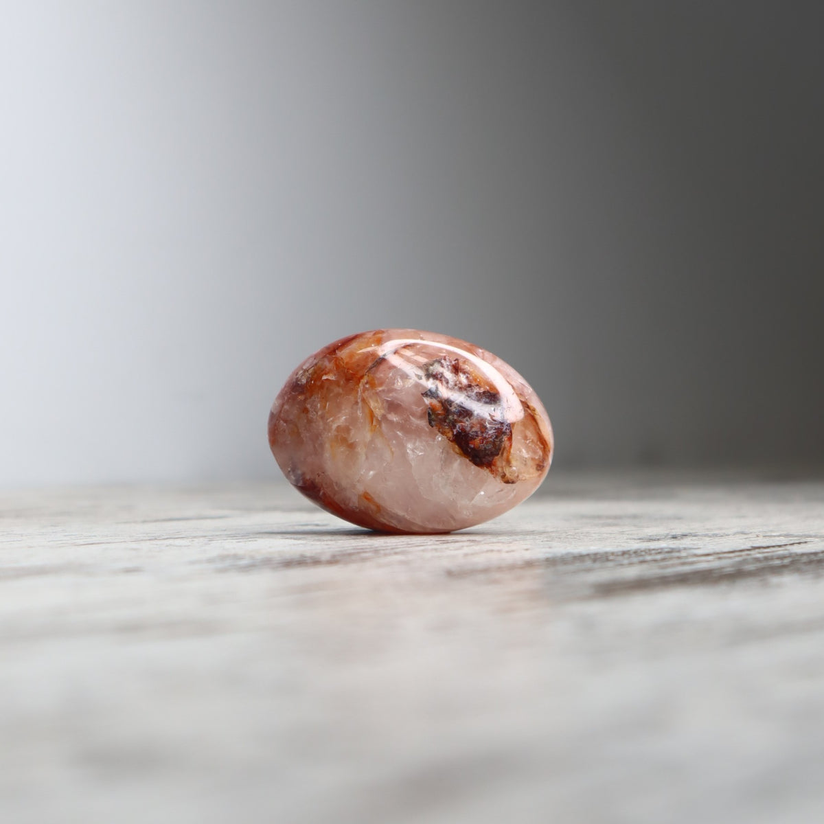 Fire Quartz Palm Stone | Grounding, Courage & Emotional Clarity