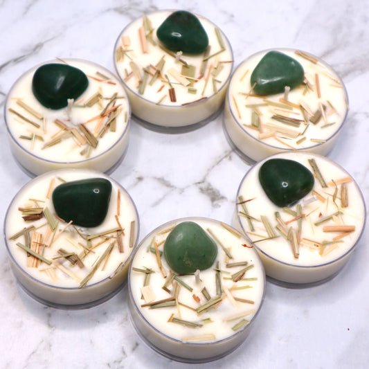 'Good Luck + Fortune' Maxi Tealight | Green Aventurine