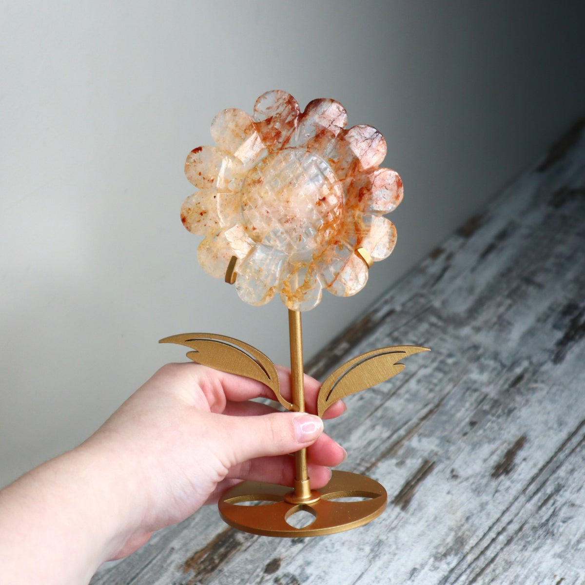 Hematoid Quartz Sunflower on Stand | Joy, Vitality & Positive Energy