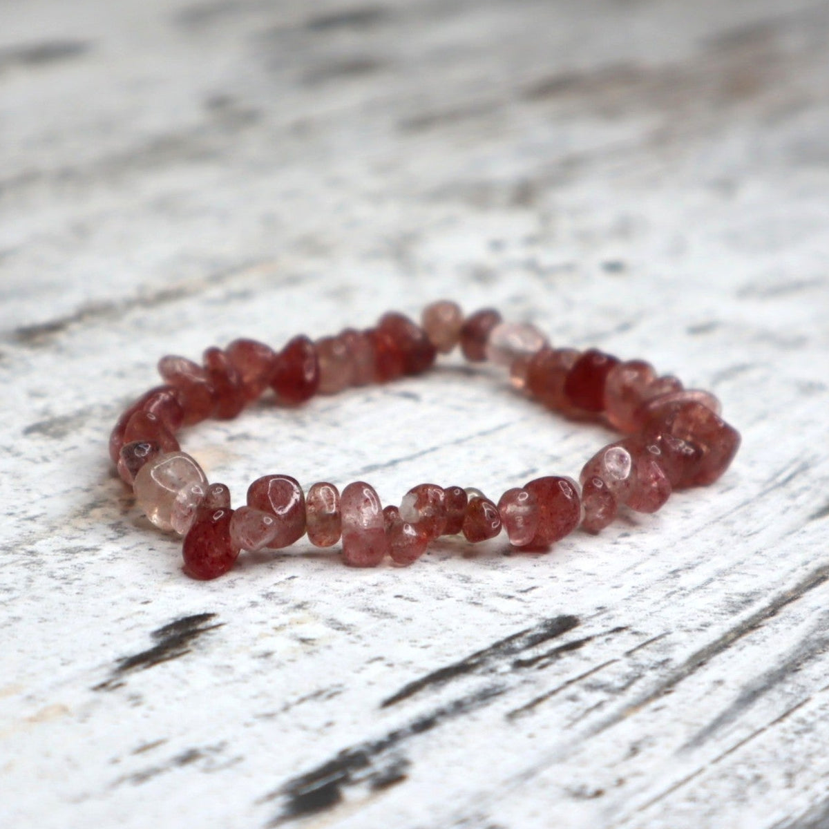 Strawberry Quartz Chip Bracelet | Love, Joy & Emotional Harmony