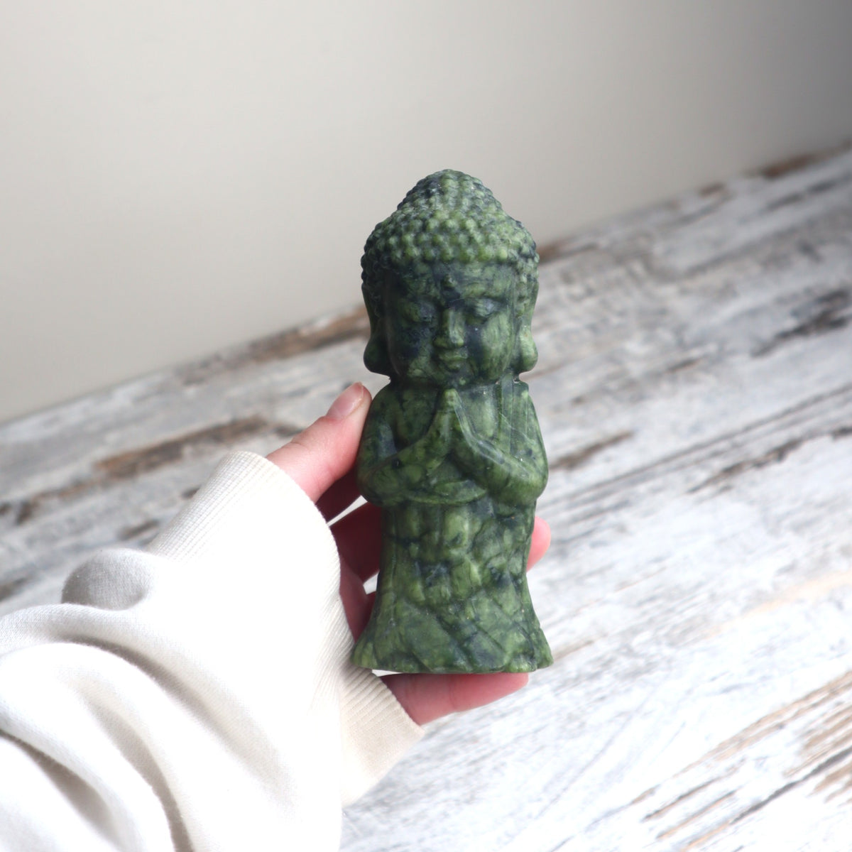 Xiuyan Jade (Serpentine) Buddha Carving | Peace, Wisdom & Harmony