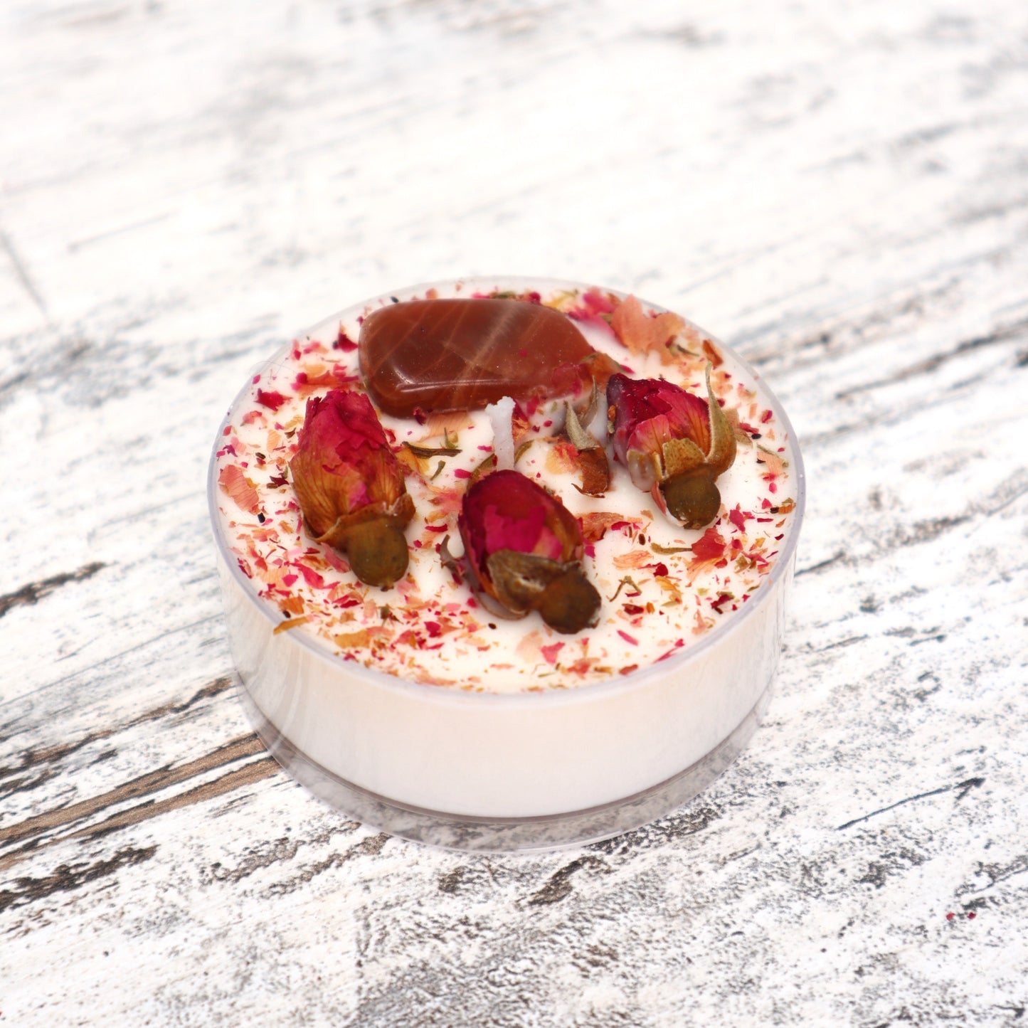 'New Beginnings' Maxi Tealight | Peach Moonstone