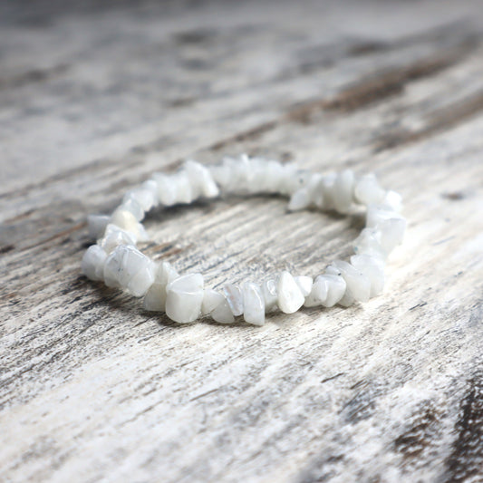 Rainbow Moonstone Crystal Chip Bracelet
