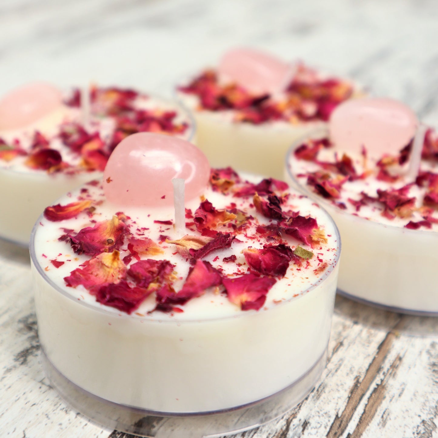 'Love Conquers All’ Maxi Tealight | Rose Quartz