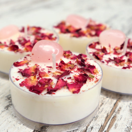 'Love Conquers All’ Maxi Tealight | Rose Quartz