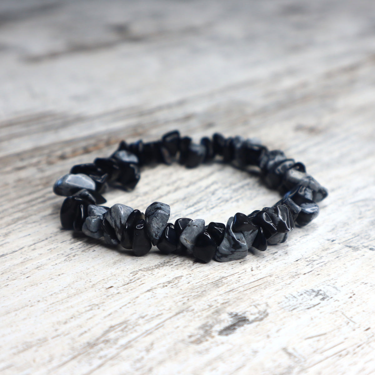Snowflake Obsidian Chip Bracelet | Balance, Protection & Inner Calm