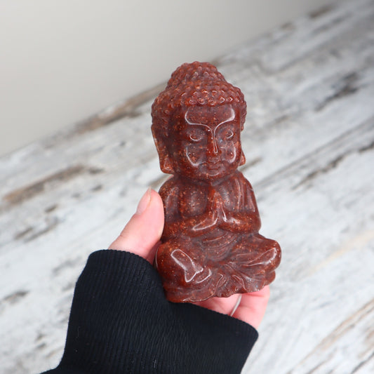 Strawberry Quartz Buddha Carving | Love, Joy & Soulful Alignment