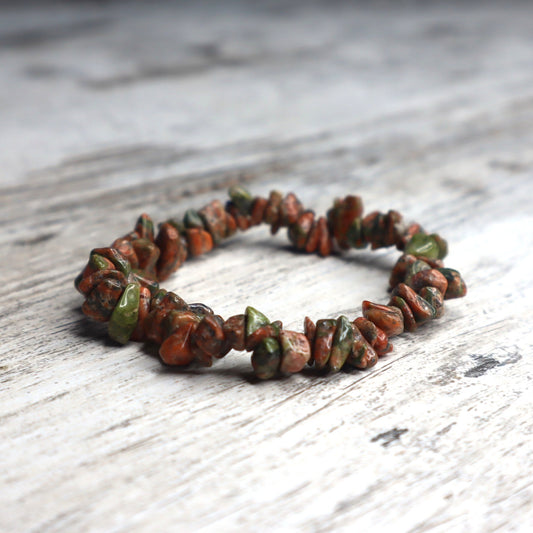 Unakite Crystal Chip Bracelet
