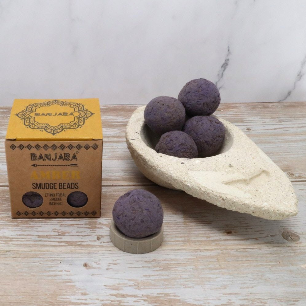 Banjara Amber Smudge Beads | Grounding, Warmth & Protection