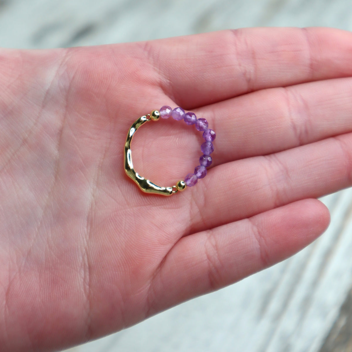 Amethyst Beaded Ring | Calm, Intuition & Inner Peace