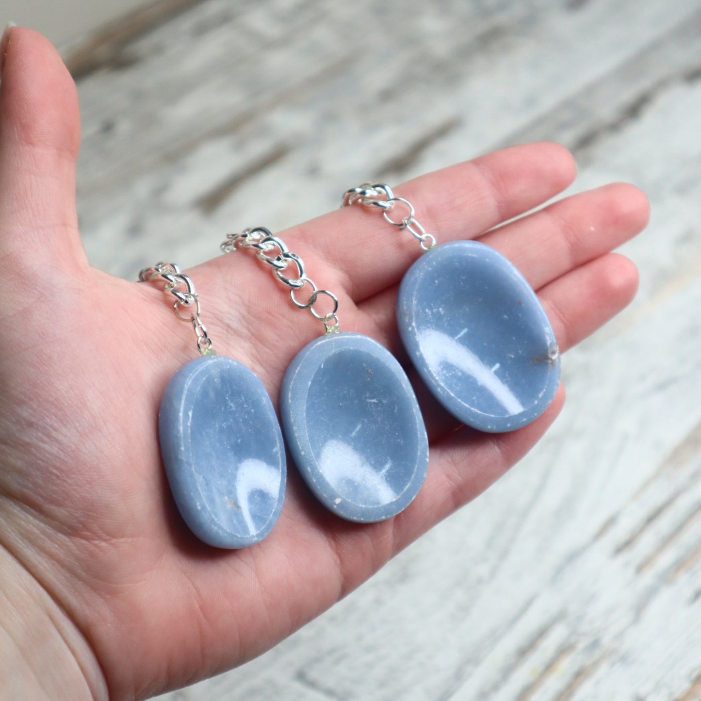 Angelite Worry Stone Keychain | Calm, Communication & Inner Peace
