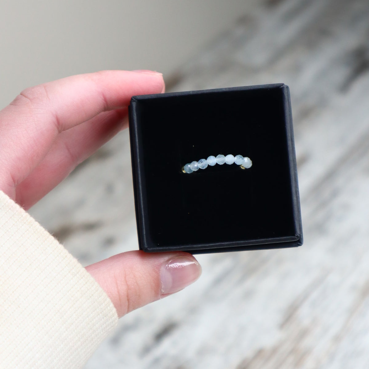 Aquamarine Beaded Ring | Calm, Clarity & Communication