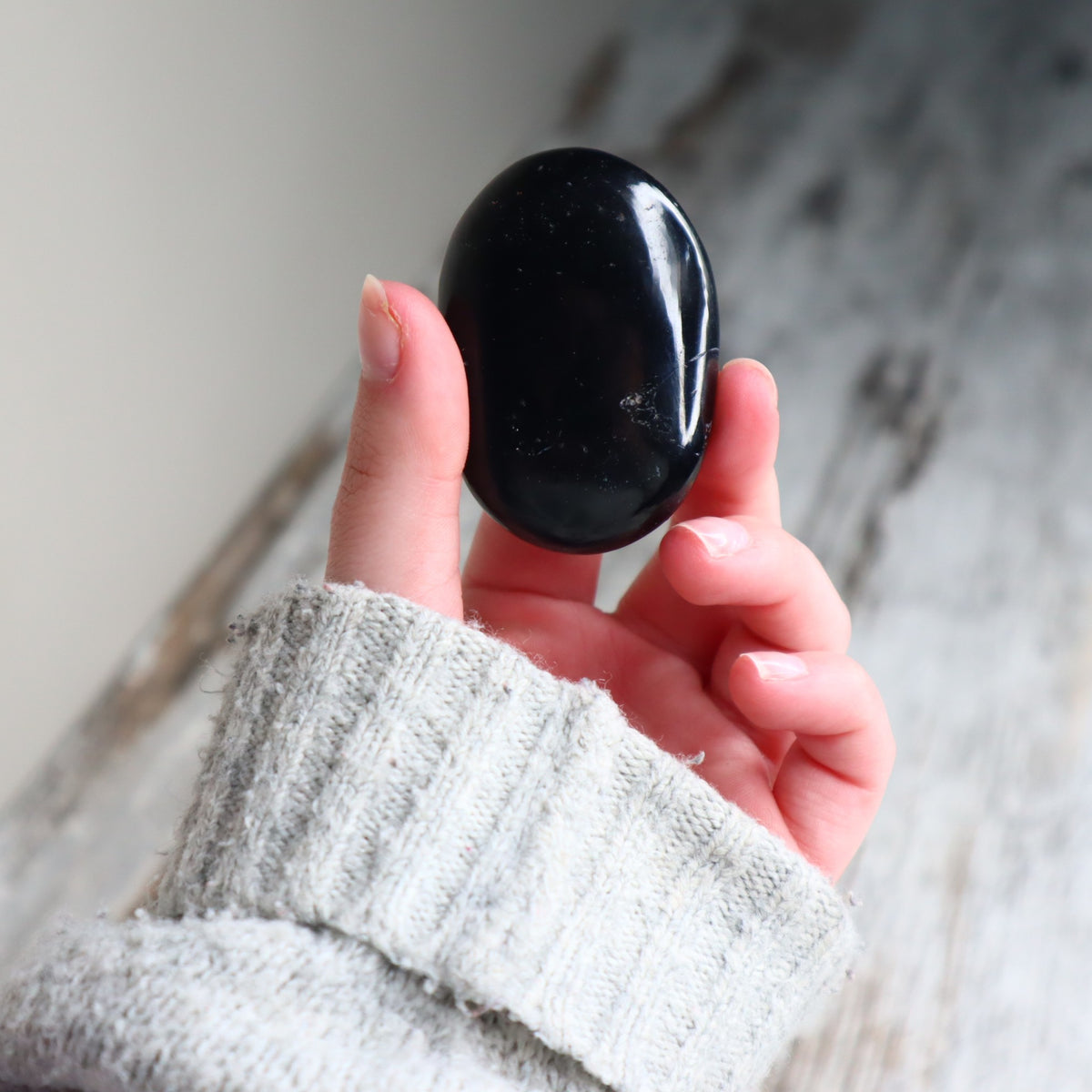 Black Tourmaline Palm Stone | Protection, Grounding & Inner Strength
