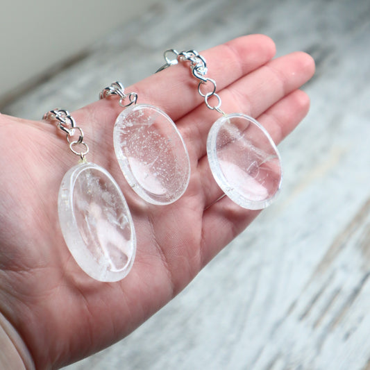 Clear Quartz Worry Stone Keychain | Clarity, Energy Amplification & Alignment