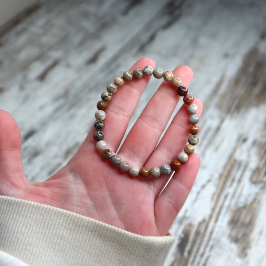 Coral Jasper Bead Bracelet | 6mm | Nurturing, Stability & Emotional Strength