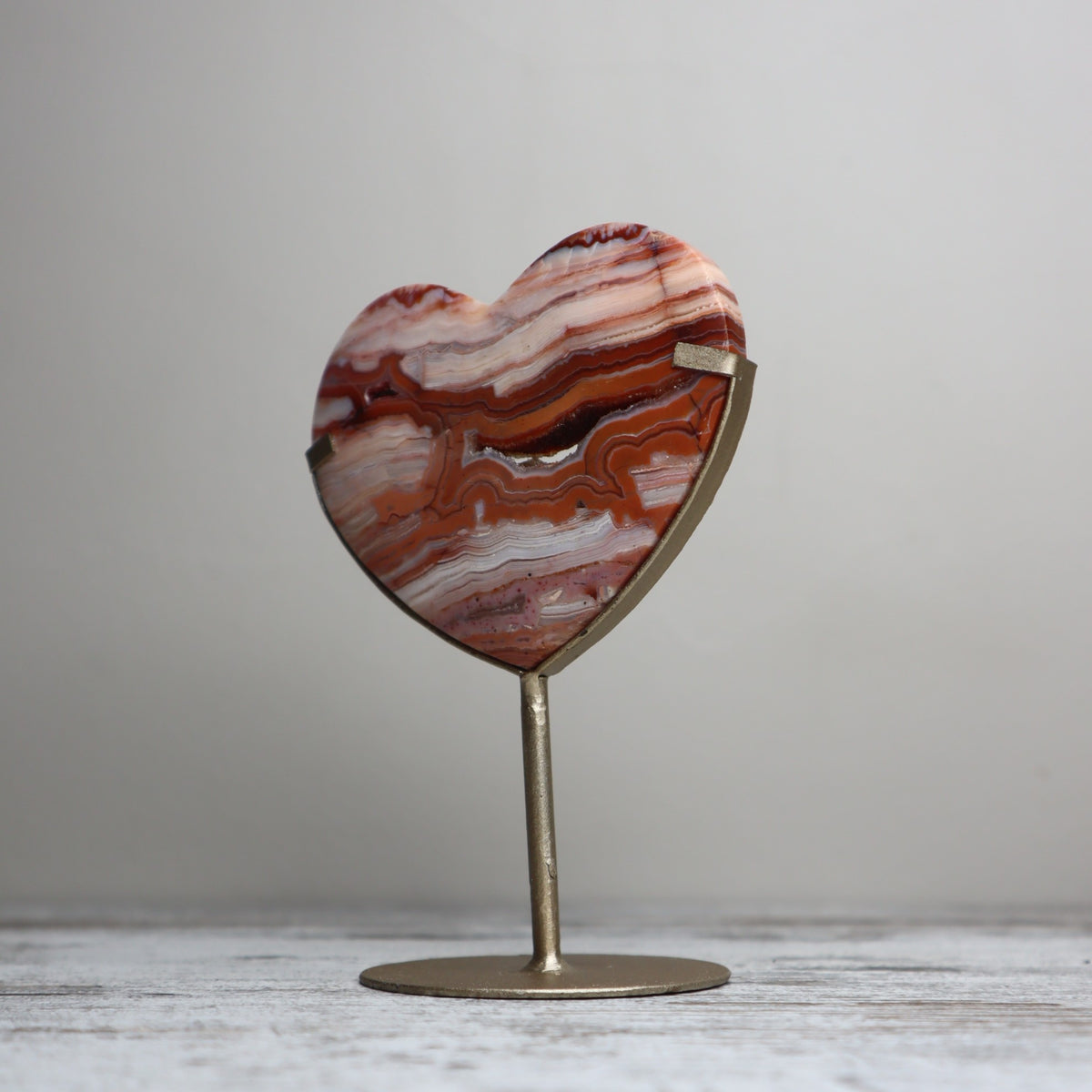 Crazy Lace Agate Heart on Stand | Joy, Stability & Grounded Energy