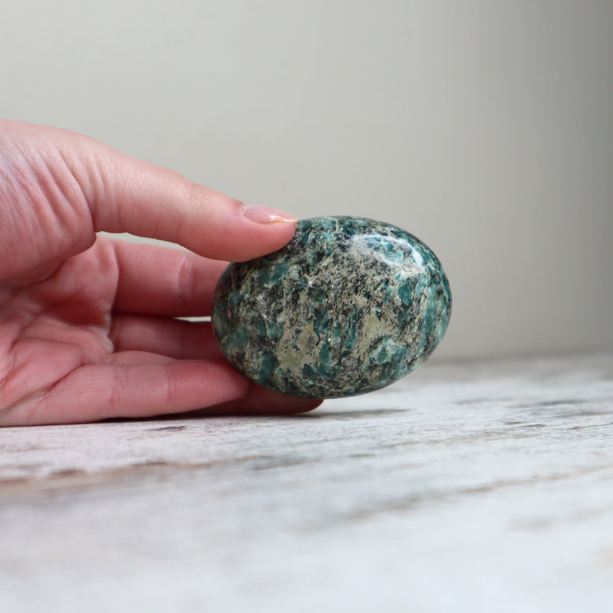 Emerald in Matrix Palm Stone | Love, Abundance & Heart Wisdom