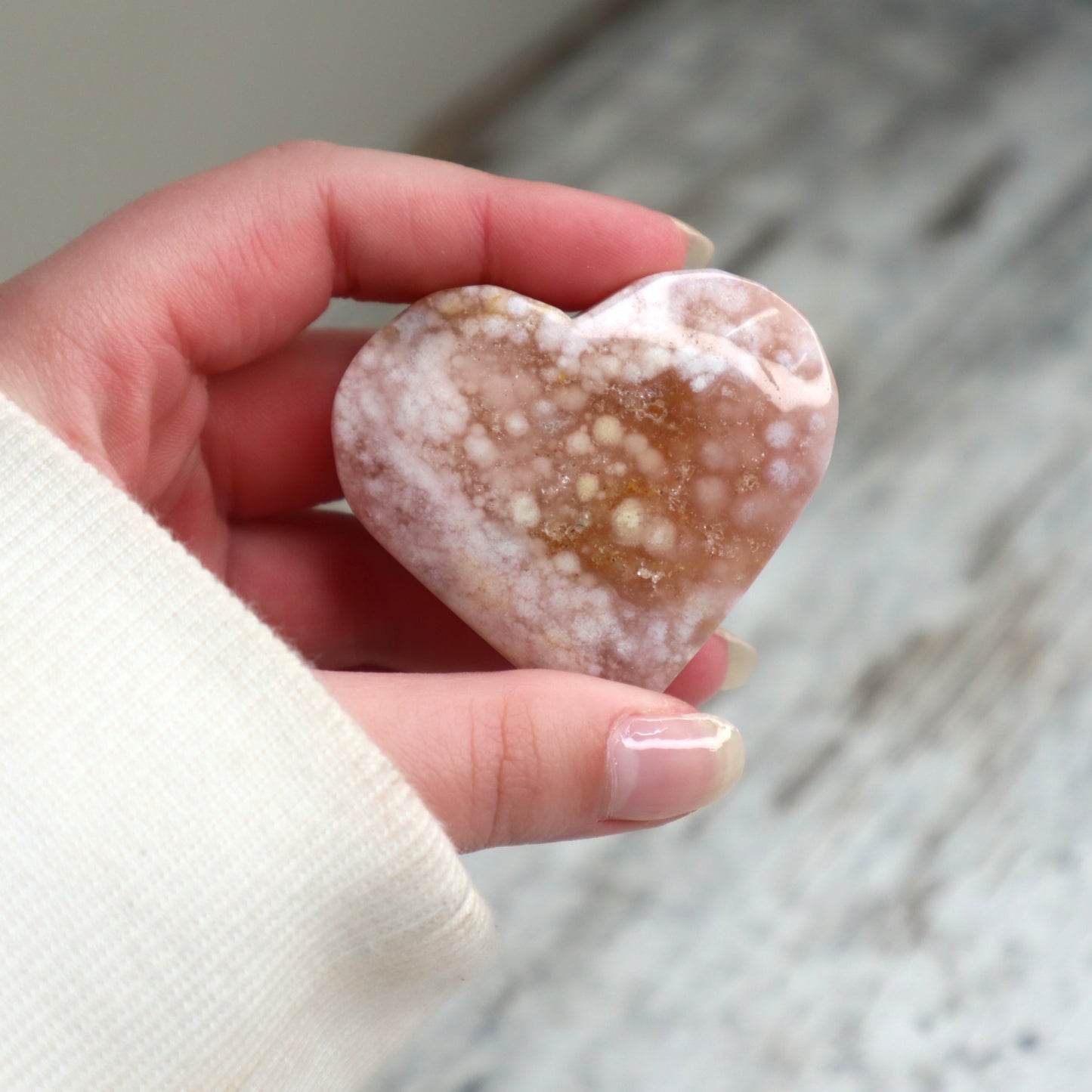 Flower Agate Heart | Growth, Self-Discovery & Blooming Potential