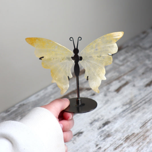 Golden Healer Butterfly on Stand | Transformation, Joy & Inner Light