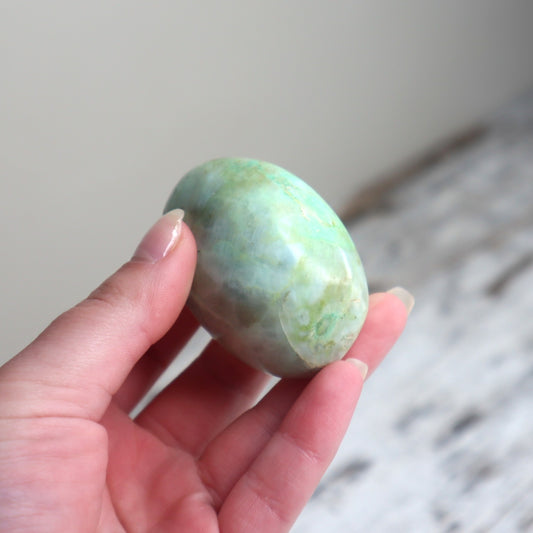 Green Moonstone (Garnierite) Palm Stone | Emotional Balance, Intuition & Gentle Renewal