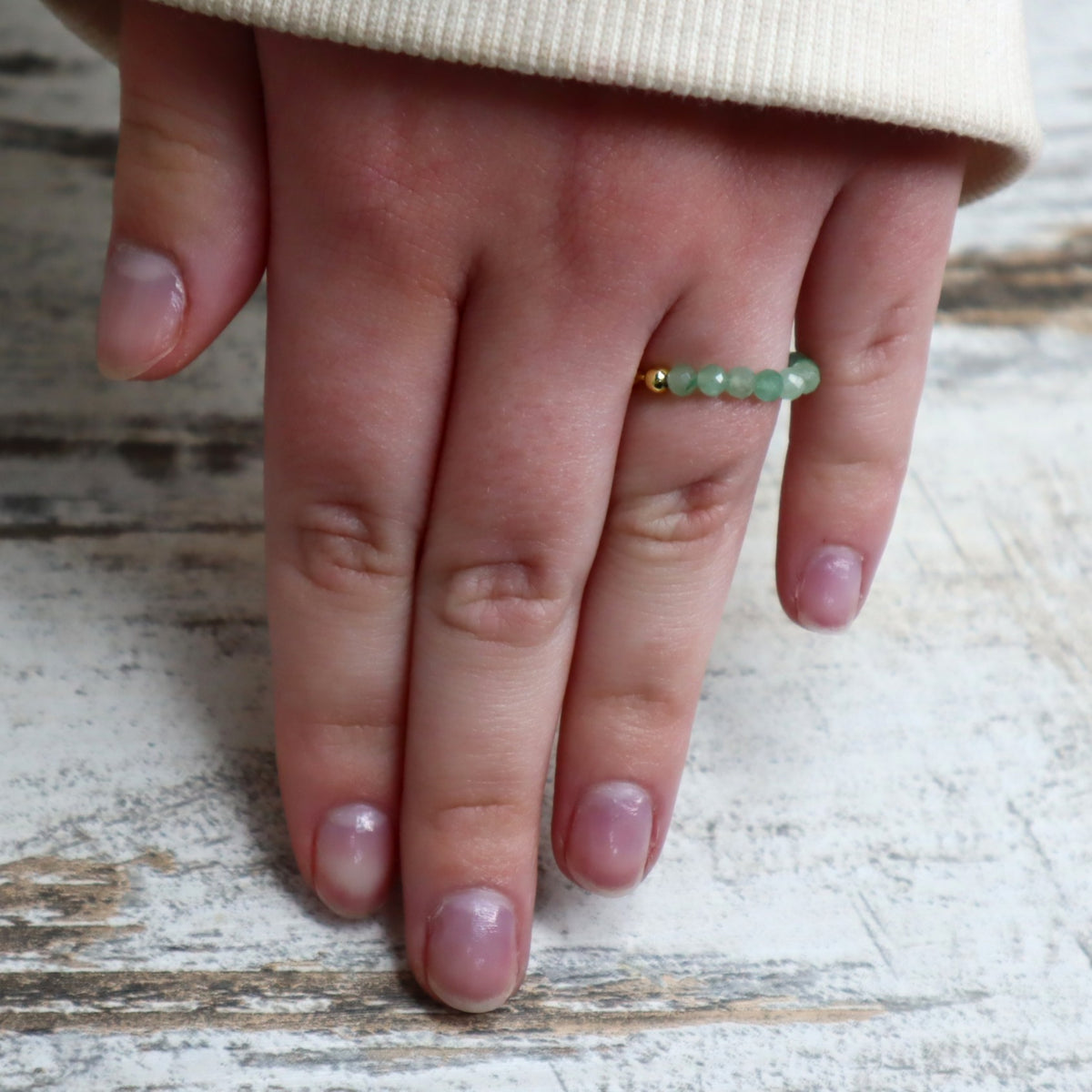 Green Aventurine Beaded Ring | Abundance, Luck & New Beginnings