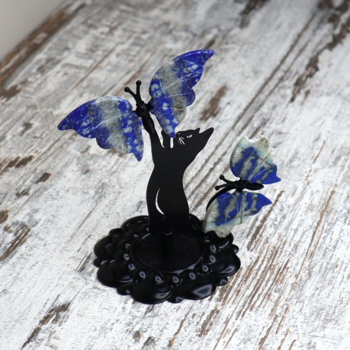 Lapis Lazuli Cat & Butterfly Display | Wisdom, Intuition & Inner Truth