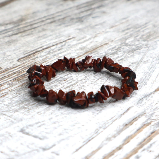 Mahogany Obsidian Crystal Chip Bracelet