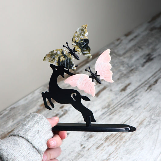 Ocean Jasper & Pink Opal Butterfly Deer | Nurturing, Joy & Transformation