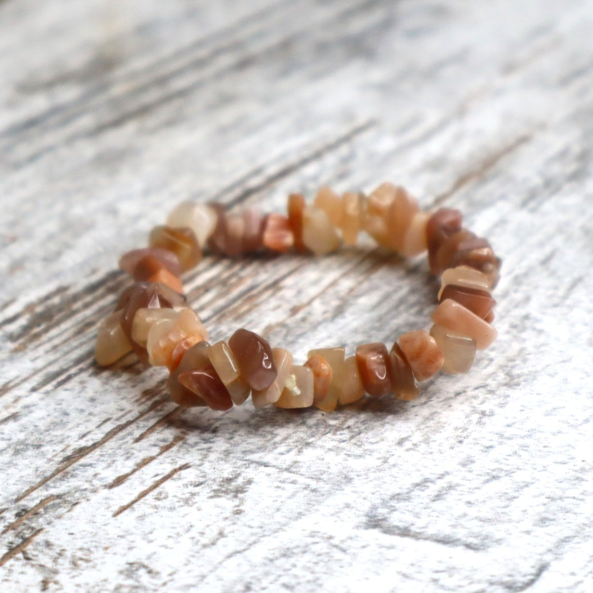 Peach Moonstone Chip Bracelet | Emotional Balance, Intuition & New Beginnings