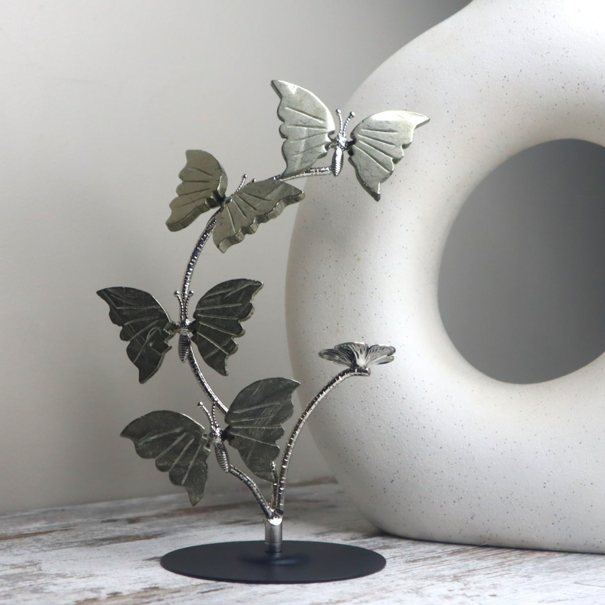 Pyrite Butterfly Sphere Holder | Abundance, Transformation & New Beginnings