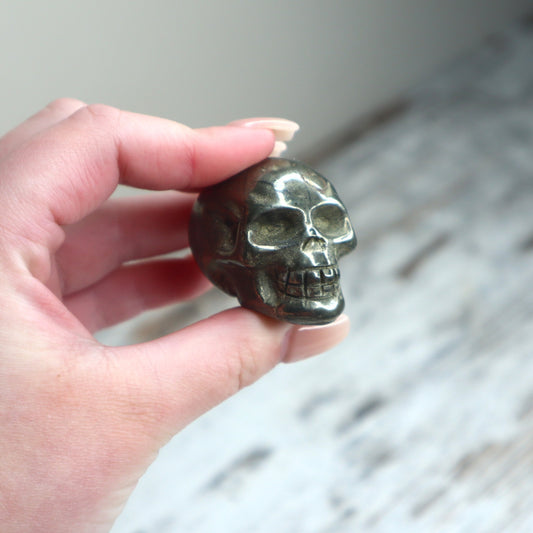 Pyrite Skull Carving | Protection, Confidence & Powerful Manifestation