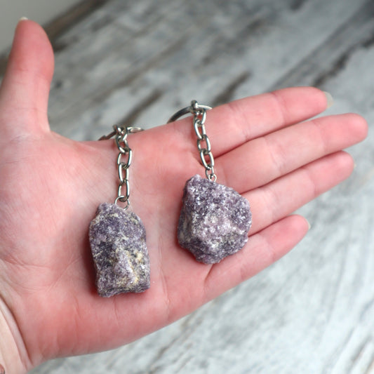 Lepidolite Raw Keychain | Calm, Emotional Balance & Peace