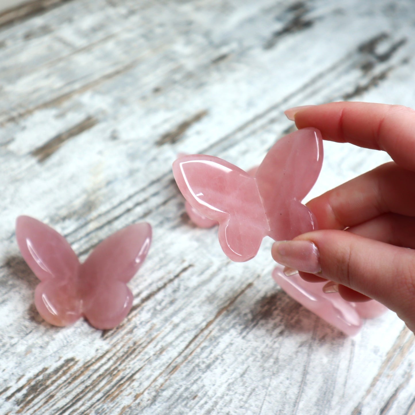 Rose Quartz 3D Butterfly Carving | Intuitively Chosen