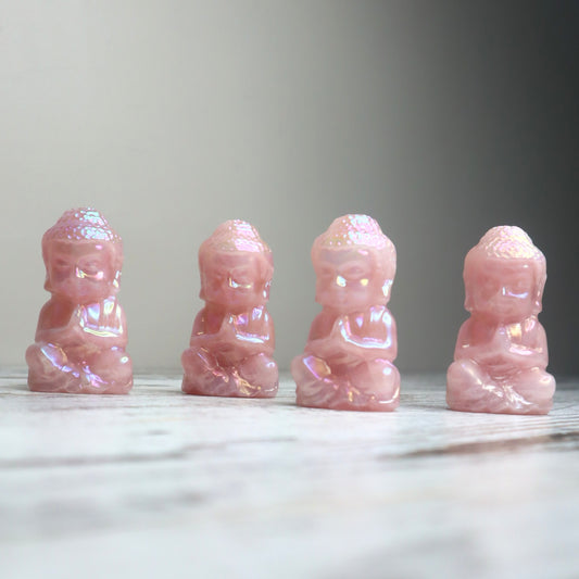 Rose Quartz Aura Buddha | Unconditional Love, Peace & Divine Serenity