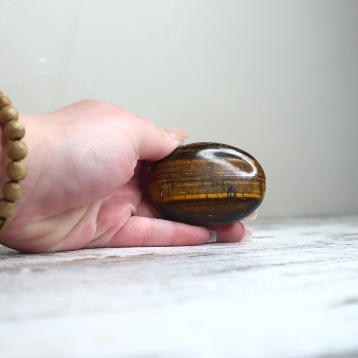 Tiger Eye Palm Stone | Confidence, Protection & Grounded Courage