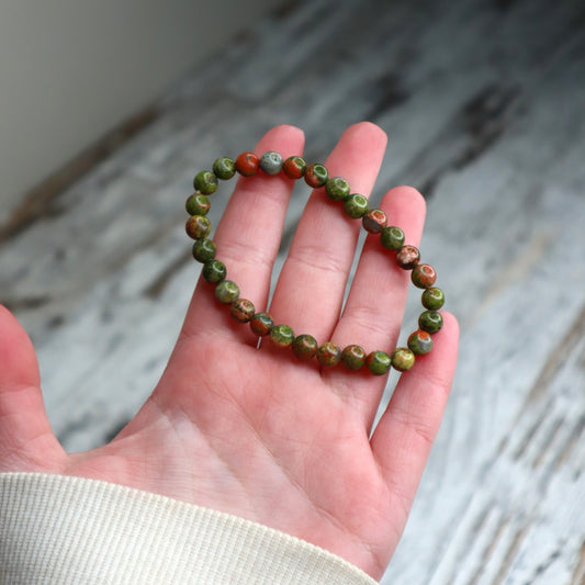 Unakite Bead Bracelet | 6mm | Emotional Healing, Balance & Gentle Renewal