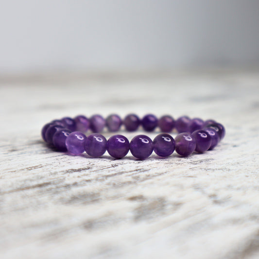 Amethyst Bead Bracelet | 8mm | Calm, Intuition & Spiritual Protection