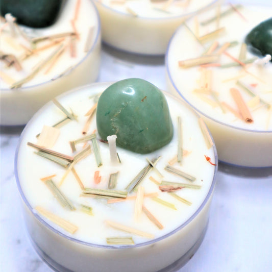 'Good Luck + Fortune' Maxi Tealight | Green Aventurine