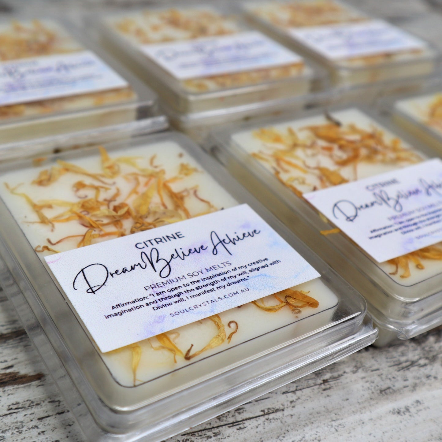 'Dream, Believe, Achieve' Soy Wax Melts | Citrine