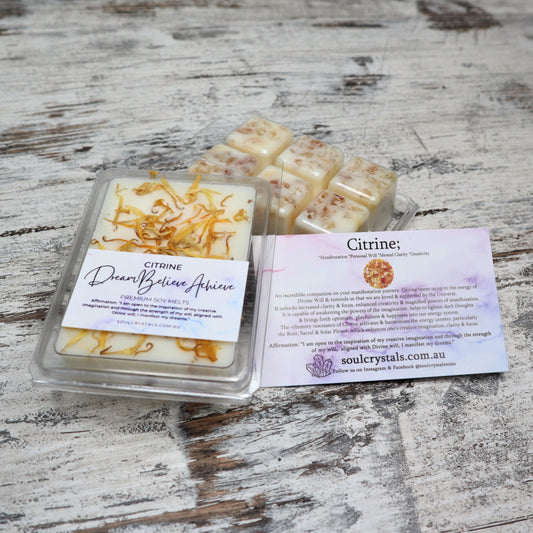 'Dream, Believe, Achieve' Soy Wax Melts | Citrine