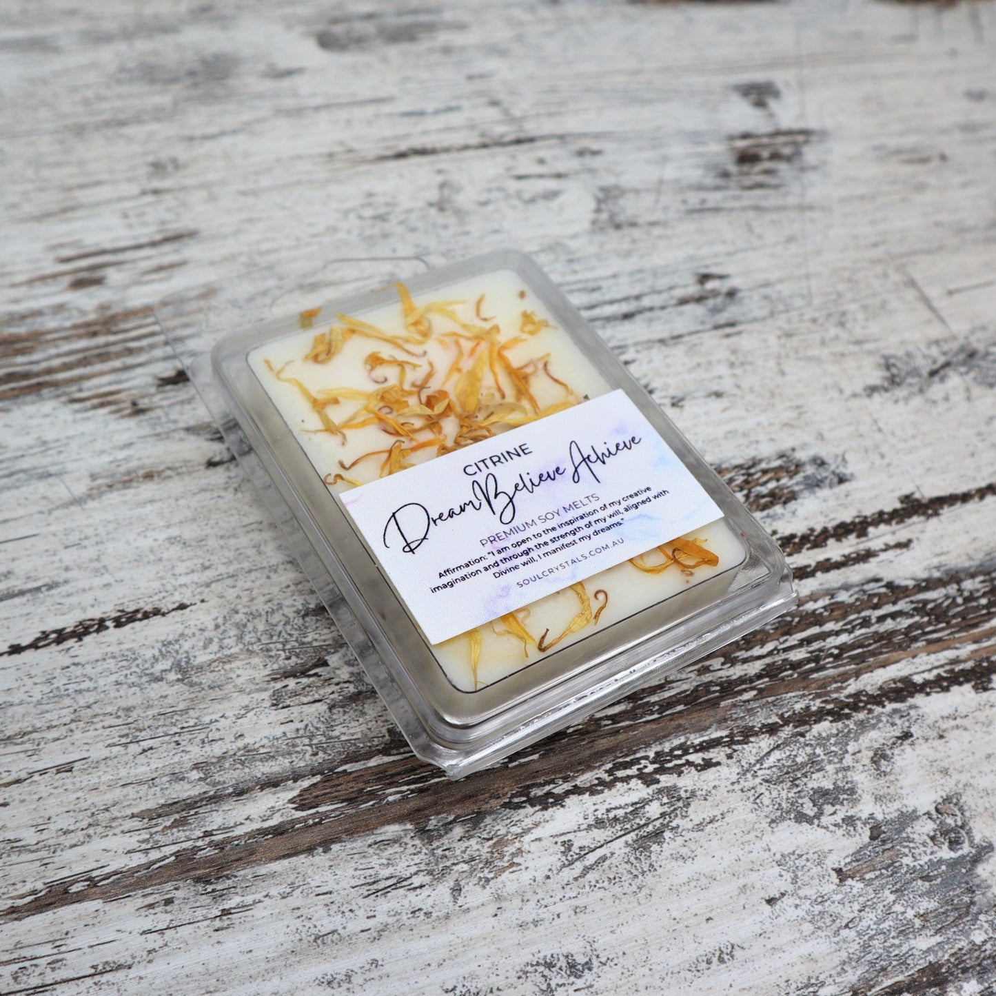 'Dream, Believe, Achieve' Soy Wax Melts | Citrine