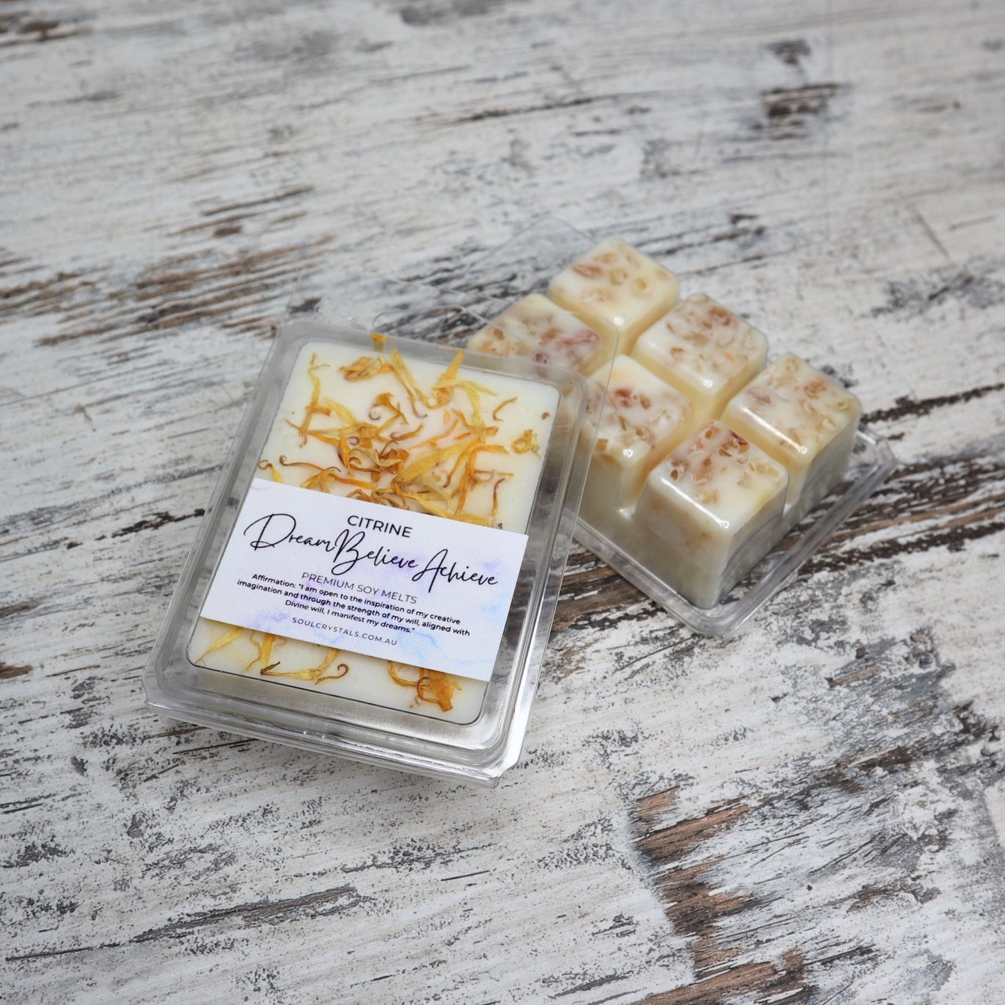 'Dream, Believe, Achieve' Soy Wax Melts | Citrine