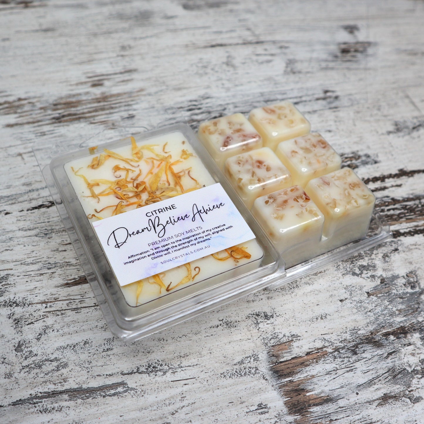 'Dream, Believe, Achieve' Soy Wax Melts | Citrine