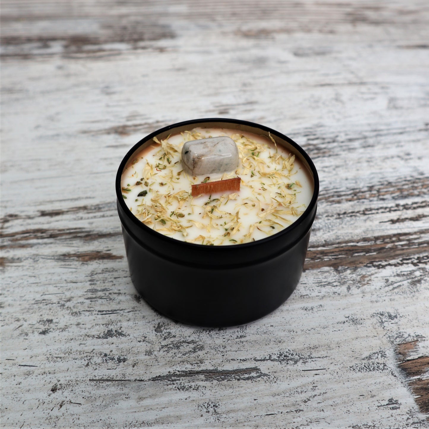 'Good Vibes' Soy Candle Tin | Rainbow Moonstone