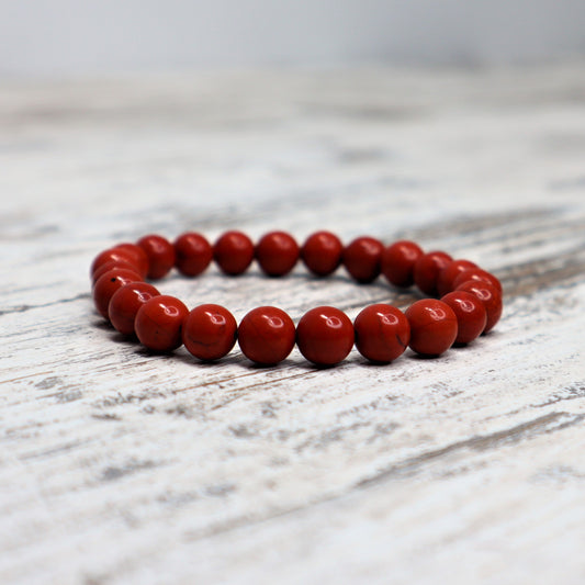 Red Jasper Bead Bracelet | 8mm | Strength, Stability & Root Chakra Support