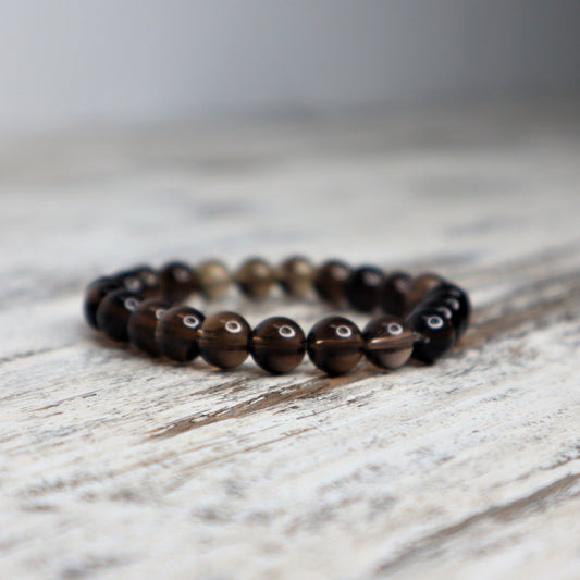 Smokey Quartz Bead Bracelet | 8mm | Grounding, Protection & Emotional Release